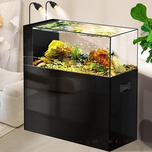 Acuario Rectangular de Vidrio Ultra Blanco con Filtración Superior, Madera Contrachapada Sólida, Luces LED, Drenaje con un Clic, <span class=keywords><strong>para</strong></span> Peces Bala - Product Image 2