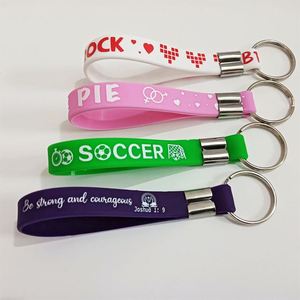 Custom Logo Printing Silicone Wristlet <b>Key</b> Chain for Promotion Gifts Items Fashionable Marketing Giveaway - Product Image 4