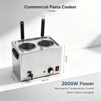 Machine à Cuire les Pâtes Électrique Commerciale en Acier Inoxydable avec 2 Paniers, Cuiseur à Nouilles pour Soupe, Nouilles, Raviolis et Hot Pot