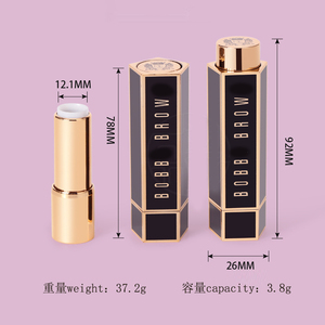 Pentágono de lujo resorte giratorio 3,8G tubo de bálsamo labial plástico plano logotipo personalizado chapstick contenedor tubos de maquillaje lápiz labial embalaje - Product Image 3
