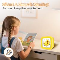 Minuteur visuel pour enfants avec cadre peint, compte à rebours de 60 minutes, minuteur de cuisine, affichage analogique, motif tournesol et abeille en plastique, forme carrée miniature