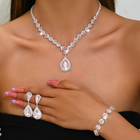 Ensemble de bijoux tendance en cristal floral, prêt à l'emploi, 4 pièces, idéal pour offrir en cadeau, pour toutes occasions, bijoux de mode