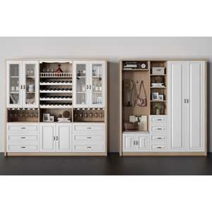 Buffet de cuisine moderne de luxe avec dessus en marbre, 4 portes, meuble de rangement pour vin, pour salle à manger - Product Image 6