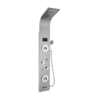 SUS 304 acier inoxydable lumière LED colonne de douche marbre noir argent brossé système de panneaux de douche à poignée unique pour hôtels