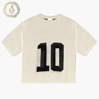 Fabricant de tricots KD personnalisé OEM ODM motif pull noir à manches courtes évider chemises au crochet maillot de basket-ball en maille tricotée