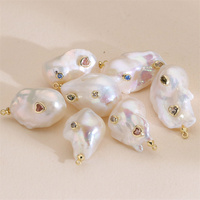 Accessoires de bijoux en laiton plaqué or 18 carats, perles baroques faites à la main, zircons, pendentifs pour collier DIY, breloques, trouvailles pour femmes