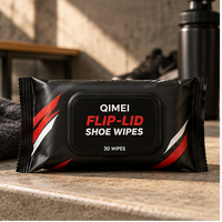 Lingettes pour chaussures à couvercle rabattable, marque privée, 30 unités, emballage souple, OEM ODM
