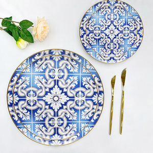 Vajilla de Cerámica Azul y Blanca Estilo Barroco Vintage, Juego de Platos de Porcelana para Restaurante, Plato de Presentación de Porcelana Fina - Product Image 5