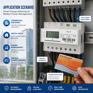 In magazzino consegna rapida Smart carta IC prepagata <span class=keywords><strong>3</strong></span> fasi contatore elettrico Display LCD RS485 energia elettrica DIN binario misuratore di energia - Product Image 5