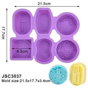 New Reusable <b>Silicone</b> Mold Round Oval Square DIY Making 3D Soap Form Handmade 6 Patterns - Product Image 4