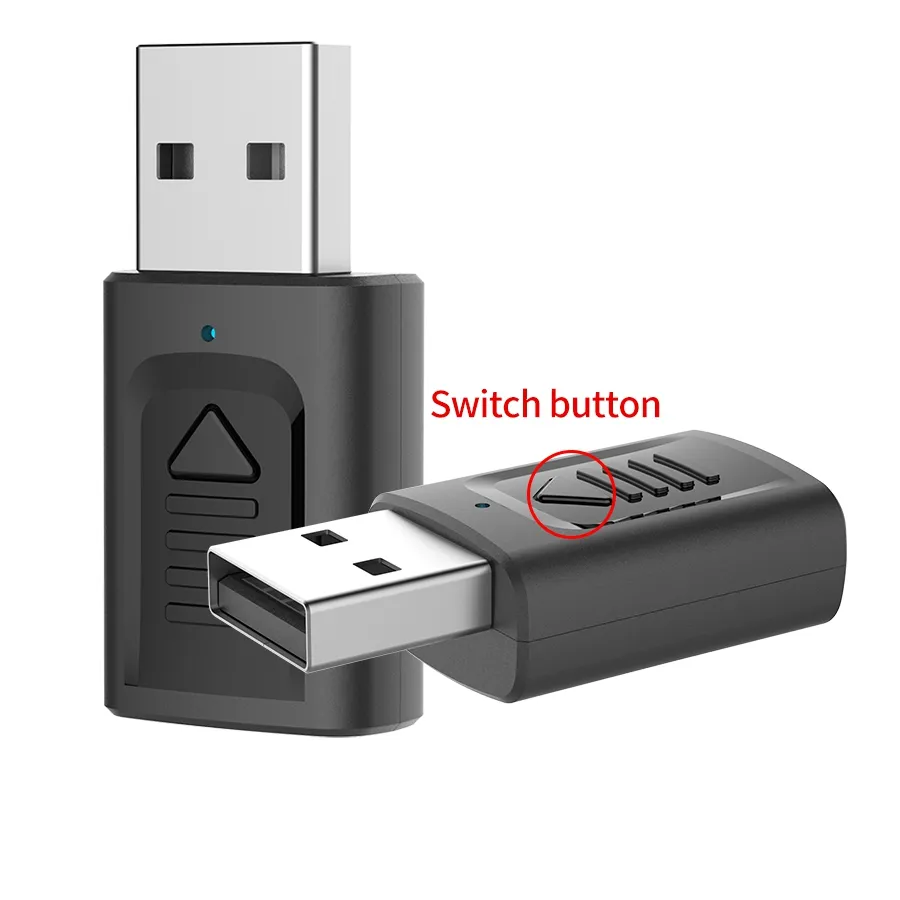 USB Bluetooth 5,0 Sender Empfänger Wireless Adapter Stereo Audio 3,5mm Aux Jack Adapter für TV Auto Kit mit Control taste