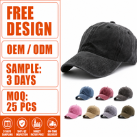 Casquette de baseball unisexe vintage en polyester délavé à 6 panneaux avec visière incurvée pour activités de plein air et sportives