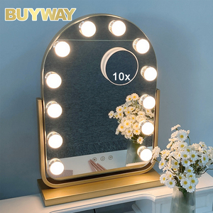 Chuyên Nghiệp Thay Đổi Độ Sáng <span class=keywords><strong>LED</strong></span> Trang Điểm Gương Đứng Cho Salon Studio Holly Gỗ Vanity Gương Với Biểu Tượng Tùy Chỉnh Nhà Cung Cấp - Product Image 6