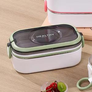 Lonchera Bento Japonesa de 2 Niveles de 1.6 L para Niños, Lonchera de Acero Inoxidable, Contenedor de Alimentos Portátil con Asa - Product Image 4