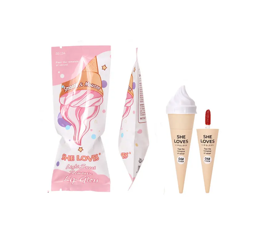 Novidade de longa duração impermeável Non-Sticky Lip Gloss Set-Meninas Cosméticos Mini Picolé Sorvete batom Lip Gloss Coleção