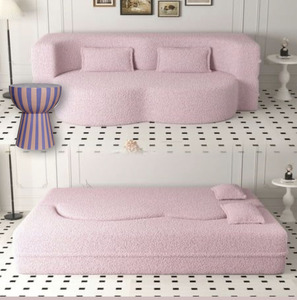 Sofá <span class=keywords><strong>cama</strong></span> Rosa Lama de dos plazas con cubierta extraíble en forma rectangular para apartamento, hotel o villa lleno de esponja - Product Image 3