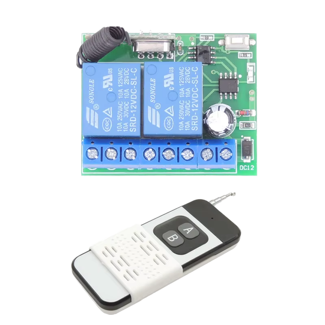 2v 24V Dc Controller 2ch Channel Wireless Rf Remote Control 433.92mhz Learning Code