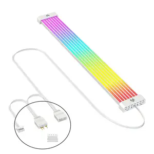 COOLMOON RGB Acessórios para jogos de computador RGB cabos de alimentação brancos 24 pinos 3PIN/4PIN RGB Luz de tira LED 3*8 pinos Pc Argb Cabo