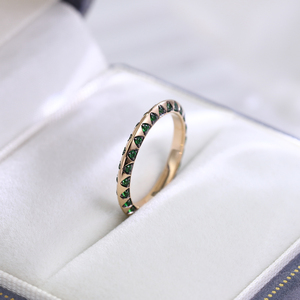 Joyería fina Bisel Ajuste Lab Grown Colombian Emerald Eternity Band <span class=keywords><strong>Anillos</strong></span> Precio 14K Anillo <span class=keywords><strong>de</strong></span> oro amarillo Unisex - Product Image 1