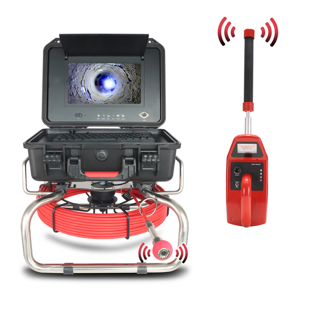 Self Leveling Sewer Camera Inspection 512HZ Transmitter 7MM Cable Drain Pipe Inspection Camera 8GB Card Video Recording