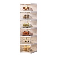 DS3572 Conteneurs à chaussures en plastique d'installation Boîte de rangement pliable pour chaussures Armoire pour bottes et baskets Étagère à chaussures pliable Organisateur