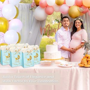 Bolsa de Regalo para Baby Shower Personalizada al por Mayor, de Papel Kraft con Papel de Seda y Cinta, Bolsa con Logotipo para Revelación de Género - Product Image 6