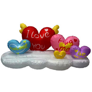 6FT Cloud Love <b>Heart</b> Inflatables with 'I LOVE YOU/<b>SWEET</b>/HUG ME' Prints & Wings Romantic LED Decor for Wedding Proposal Party - Product Image 1
