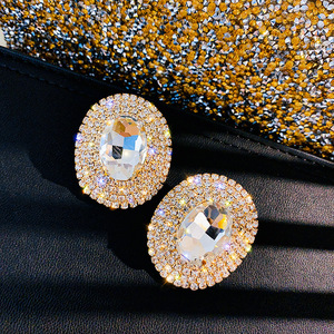 Kyimei — boucles <span class=keywords><strong>d</strong></span>'oreilles rondes pour femmes, bijoux du marché bon marché, couleurs or, argent, <span class=keywords><strong>diamant</strong></span>, mode aiwu - Product Image 3