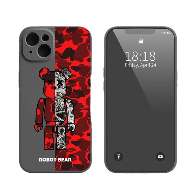 Bear Cartoon Design Silicone Mobile Phone Cases with Phone Grip Shockproof for 16/14/13/15/11/12/Frosted/XS7/8P/11 Pro Max