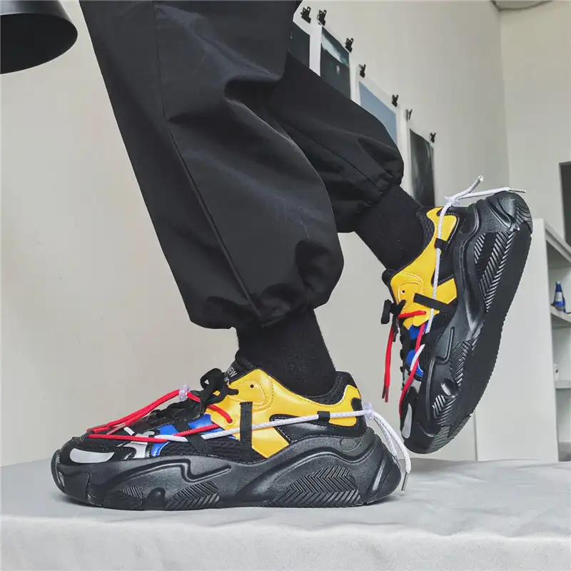 Мужские повседневные кроссовки, черные дышащие кроссовки на платформе, со шнуровкой, на осень 2020