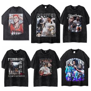 جودة عالية طباعة الرسم خمر تي شيرت قطني للنساء الرجال بيع بالجملة أزياء الشارع الشهير زائد الحجم قمم الملابس المستعملة - Product Image 1