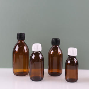 <span class=keywords><strong>Jarabe</strong></span> para la tos de calidad alimentaria de alta calidad 30ml 60ml 100mL 125ml 150ml 200ml Botella de vidrio farmacéutica redonda ámbar con tapa de plástico - Product Image 3