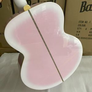 Guitare acoustique de salon Geake BK-20 de 38 pouces avec manche en acajou et table en bois massif dégradé rose à blanc - Utilisation professionnelle - Product Image 3