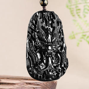 Pendentif en jade noir naturel, jadeite, dragon chinois, style chinois, bijoux pour hommes, design original, certificat d'évaluation C307 - Product Image 4