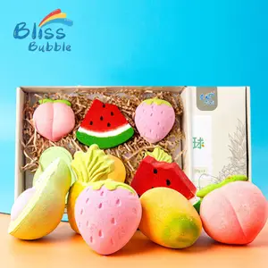 Grosir Label pribadi 100% Natural Mineral Herbal organik Vegan Peach Bath Bombs Kit Fizzies hadiah Bubble Bathbombs Set