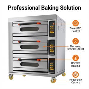 <span class=keywords><strong>Forno</strong></span> Elettrico Commerciale Cinese per Ristoranti e Hotel - 3 Ripiani con Ruote Frenanti, Acciaio Inossidabile, Protezione <span class=keywords><strong>da</strong></span> Surriscaldamento - Product Image 2