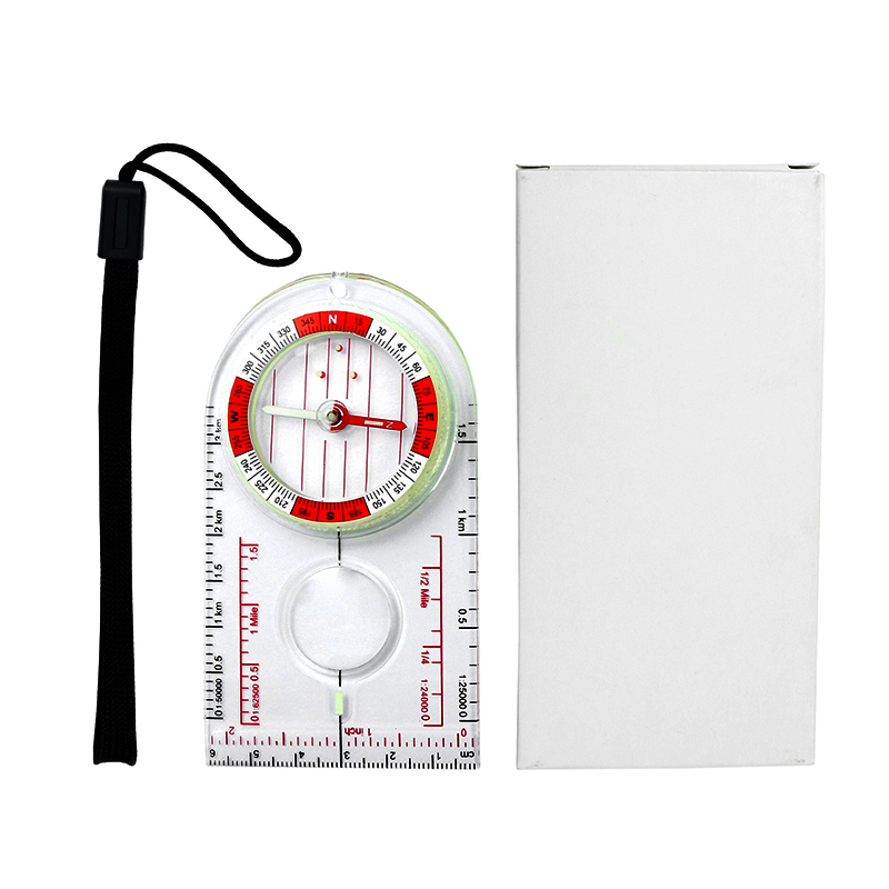 4 in 1 Multifunctional Protractor Map Measuring Noctilucent Compass with Magnifier Scale Ruler