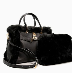 Bolso de Mano Personalizado de Moda para Mujer, Primavera, Cuero PU y Peluche, Bolso de Gran Capacidad, Bolso de Hombro - Product Image 3