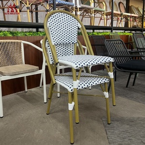 Patio Café Meubles Jardin Ensemble Rotin Bambou Restaurant Hôtel Extérieur Parisien Bistro Table Et Chaises - Product Image 6