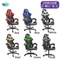 Fauteuil de Gaming en PU avec Coussin à Ressorts Ensachés, Chaise d'Ordinateur Ergonomique à Dossier Haut Inclinable, Fauteuil de Jeu 350LBS WS8043