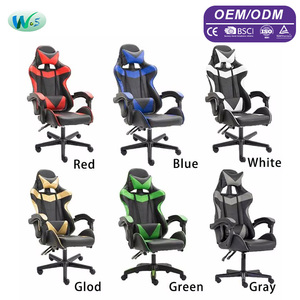 Silla de Juego Ergonómica de PU al por Mayor con Cojín de Muelles Ensacados, Silla de Computadora Reclinable de Respaldo Alto, Silla de Juego de 350 LBS WS8043 - Product Image 1