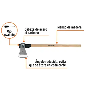 Hache de travail pleine longueur BOX 2, 4 lb, manche en bois, 36', TRUPER - Product Image 2