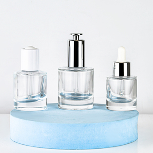 Tinh dầu Huyết thanh 15ml 30ml 40ml <span class=keywords><strong>50ml</strong></span> Vai phẳng dày dưới rõ ràng chai thủy tinh nhỏ giọt với nắp tre - Product Image 3