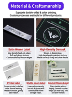 Étiquettes de vêtements personnalisées de luxe, en coton biologique recyclable tricoté haute densité, étiquettes thermocollantes, usine OEM, service personnalisé