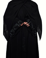 Concevez votre propre abaya noire Hello Kitty avec des perles