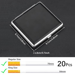 Estuche de Cigarrillos de Cuero para Hombre, Caja de Cigarros Metálica, Set para Fumar, Estuche de Almacenamiento de Cigarrillos para Mujer, 20 Unidades, Regalo - Product Image 2