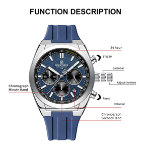 Orologio Cronografo da <span class=keywords><strong>Uomo</strong></span> NAVIFORCE 8080 Blu, Produttori di <span class=keywords><strong>Orologi</strong></span> di Guangzhou Cina, Orologio Impermeabile con Cassa in Metallo, Design Unico - Product Image 3