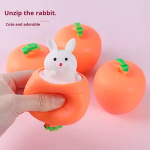 Wanxiong Cute Easter Squishy Bunny Toy Soft Carrot Design <b>Random</b> Blind Box Stress Relief <b>Gift</b> - Product Image 1