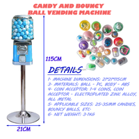 Distributeur automatique de bonbons et de balles rebondissantes avec/sans support haut, paiement par pièces ou jetons, capacité de 140 à 200 pièces