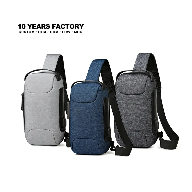 Factory OEM ODM Stock waterproof Lightweight Chest Bag USB Outdoor Travel Casual Sports Shoulder Bag Crossbody Backpack